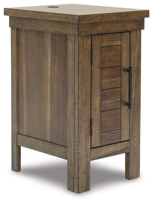 Moriville Rectangle 1-Door Chairside End Table with USB Grayish Brown
