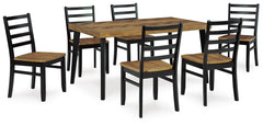 Blondon Rectangle Dining Table & 6 Chairs Brown/Black