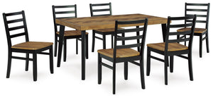 Blondon Rectangle Dining Table & 6 Chairs Brown/Black