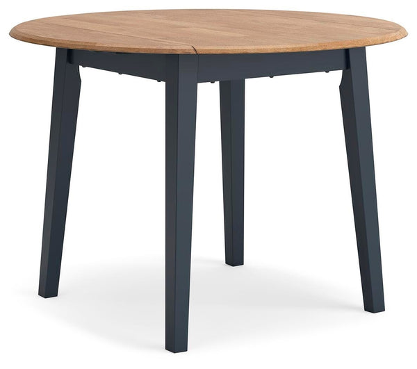 Gesthaven Round Dining Drop-Leaf Table Natural/Blue
