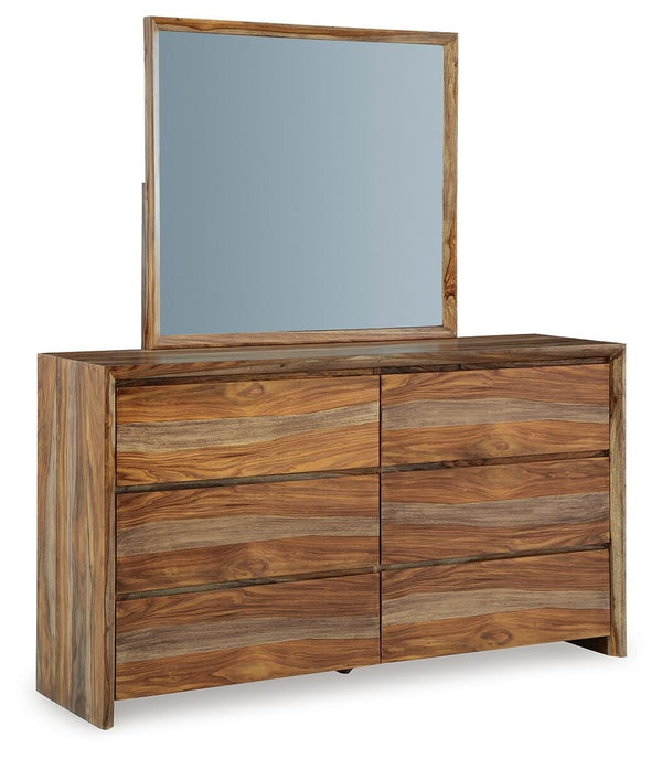 Dressonni 6-Drawer Dresser & Mirror Brown
