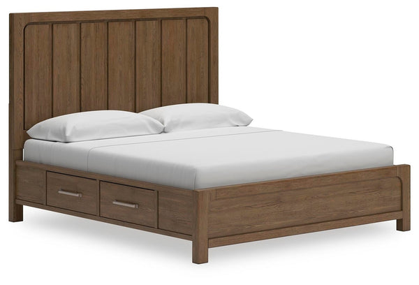 Cabalynn California King Panel Bed with 4-Drawers of Storage Light Brown