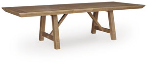 Ridgester Regular Leaf Rectangle Dining Extension Table Light Brown