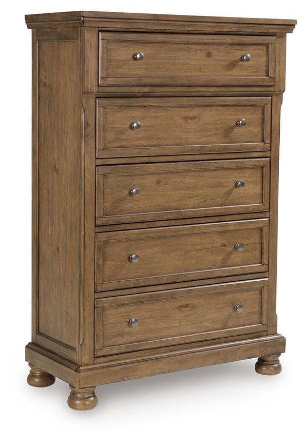 Feddinger 5-Drawer Chest Medium Brown