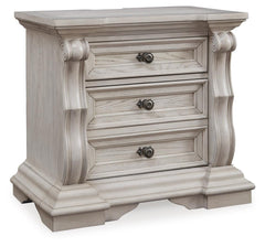Bruchandi 3-Drawer Nightstand with USB Antique White