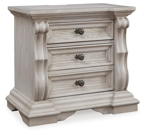 Bruchandi 3-Drawer Nightstand with USB Antique White