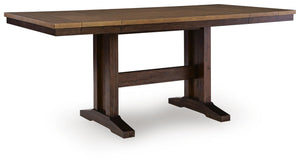 Rylandeen Counter-Height Regular Leaf Rectangle Dining Extension Table Light Brown/Dark Brown