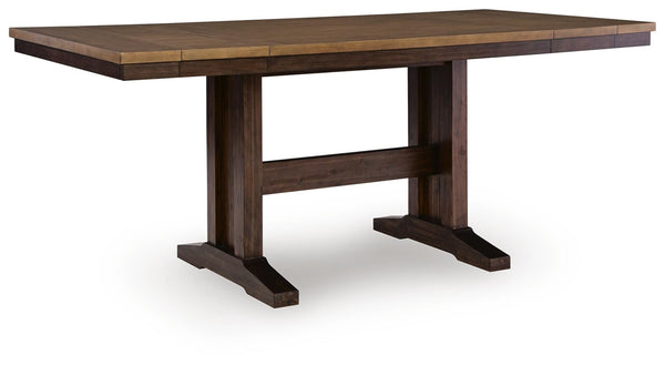 Rylandeen Counter-Height Regular Leaf Rectangle Dining Extension Table Light Brown/Dark Brown