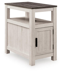 Fendenmore 1-Door Chairside End Table with USB Brown Gray/Antique White