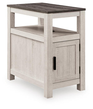 Fendenmore 1-Door Chairside End Table with USB Brown Gray/Antique White
