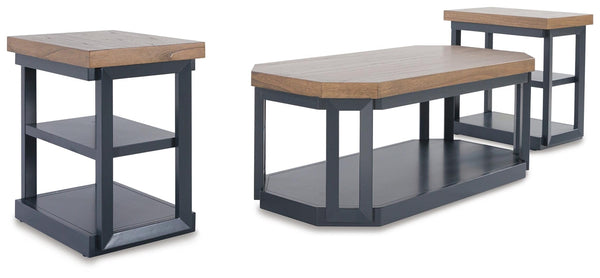 Landocken 3-Piece Occasional Table Set Brown/Blue