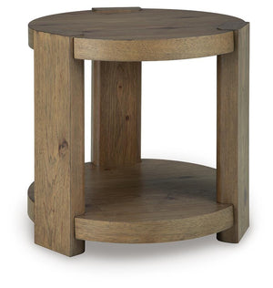 Flangren Round End Table Light Brown