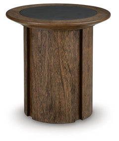 Dontayne Round End Table Warm Brown