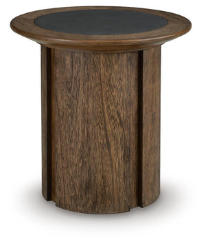 Dontayne Round End Table Warm Brown