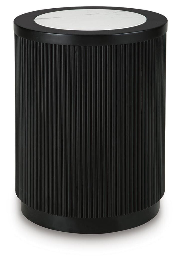 Grayman Round End Table Black