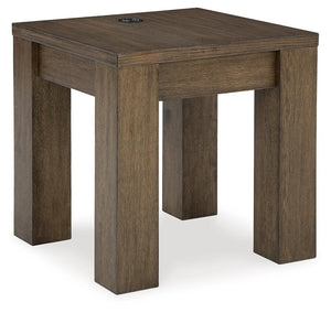 Rosswain End Table with USB Warm Brown