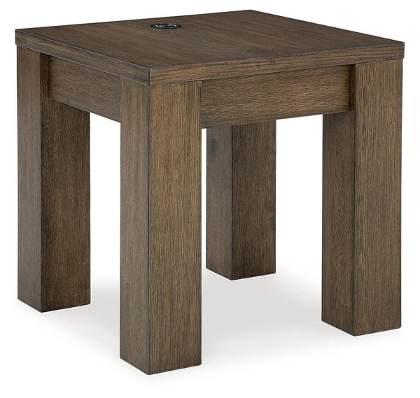 Rosswain End Table with USB Warm Brown