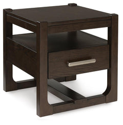 Breckington 1-Drawer End Table Dark Brown