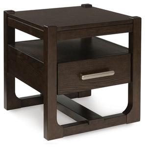 Breckington 1-Drawer End Table Dark Brown