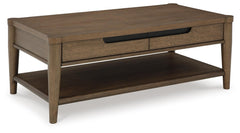 Roanhowe 2-Drawer Rectangle Coffee Table Brown