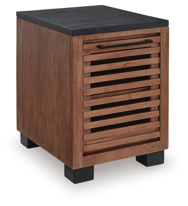 Kallari 1-Door Chairside End Table Warm Brown/Black