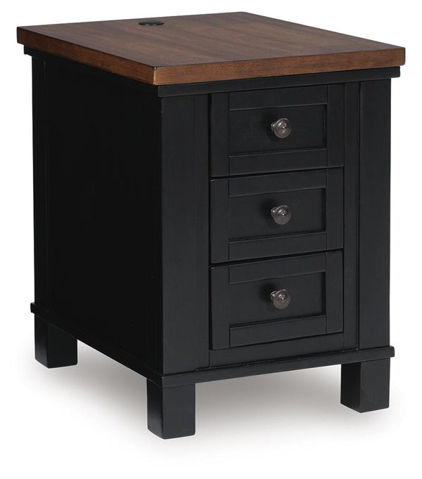 Wildenauer 3-Drawer Chairside End Table with USB Brown/Black
