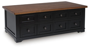 Wildenauer 2-Drawer Lift-Top Coffee Table Brown/Black