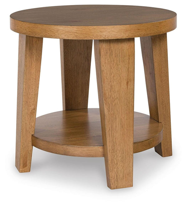Kristiland Round End Table Light Brown