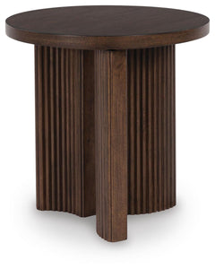 Korestone Round End Table Dark Brown