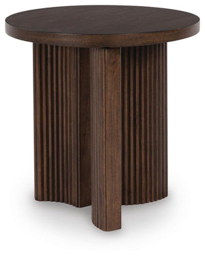 Korestone Round End Table Dark Brown
