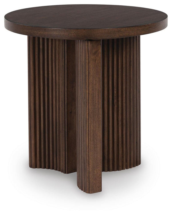 Korestone Round End Table Dark Brown