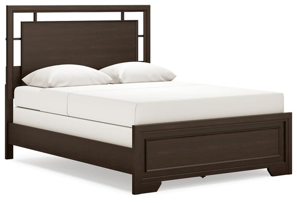Covetown Queen Panel Bed Dark Brown