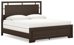 Covetown King Panel Bed Dark Brown