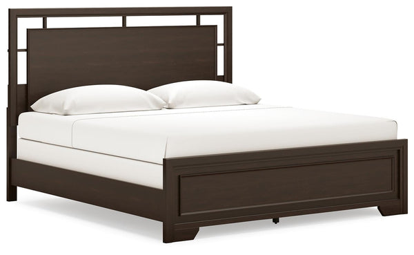 Covetown King Panel Bed Dark Brown