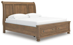 Feddinger King Storage Sleigh Bed Medium Brown