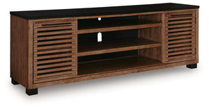 Kallari 84-Inch 2-Door XL TV Stand (Fireplace Optional) Warm Brown/Black