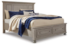 Lettner California King Panel 2-Drawer Storage bed Light Gray
