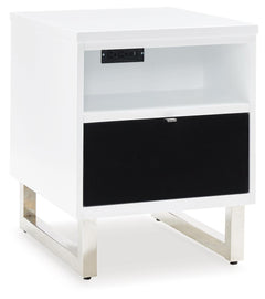 Gardoni 1-Drawer Chairside End Table with USB White/Black