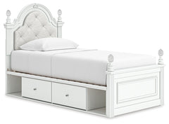 Kozlani Twin Upholstered Panel Storage Bed White