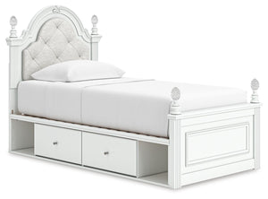 Kozlani Twin Upholstered Panel Storage Bed White