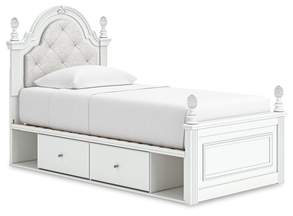 Kozlani Twin Upholstered Panel Storage Bed White