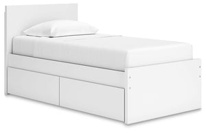 Onita Twin Panel Platform Bed with 1 Side of Storage White