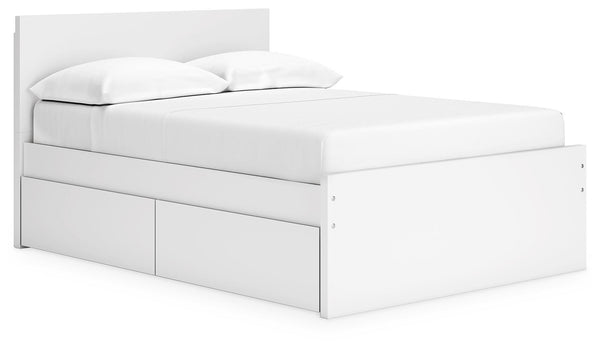 Onita Full Panel Platform Bed with 2 Sides of Storage White