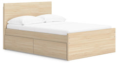Onita Full Panel Platform Bed with 1 Side of Storage Natural