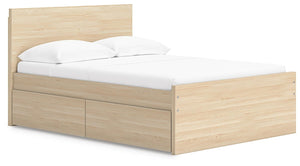 Onita Full Panel Platform Bed with 1 Side of Storage Natural