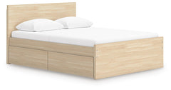Onita Full Panel Platform Bed with 2 Sides of Storage Natural