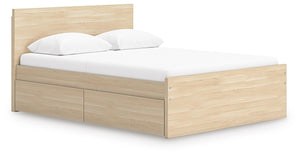 Onita Full Panel Platform Bed with 2 Sides of Storage Natural