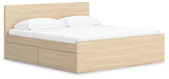 Onita King Panel Platform Bed with 1 Side of Storage Natural