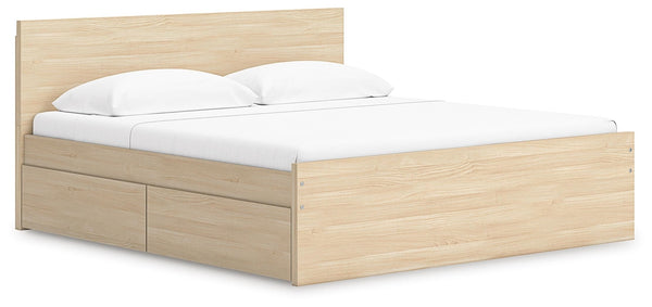 Onita King Panel Platform Bed with 1 Side of Storage Natural