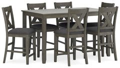 Caitbrook Counter-Height Rectangle Dining Table & 6 Barstools Gray